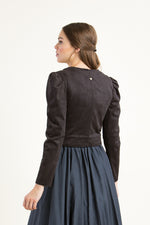 Alpenherz Samtjanker schwarz Rückansicht | Alpenherz velvet jacket black back view