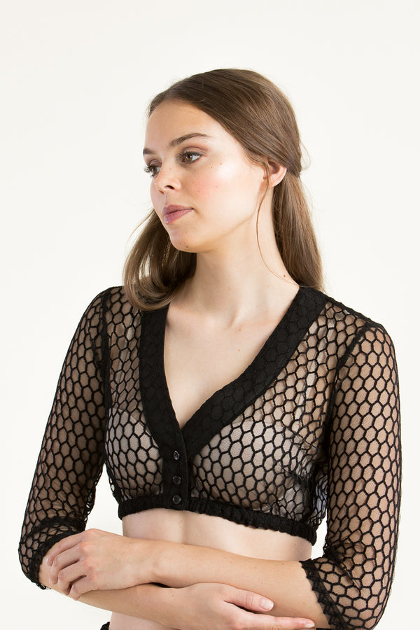 Alissa by Kinga Mathe Dirndlbluse Lee schwarz Vorderansicht | Alissa by Kinga Mathe dirndl blouse Lee black front view