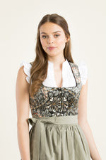 Wenger Samtdirndl Iva anthrazit Detail Schürze | Wenger velvet Dirndl Iva anthracite apron detail