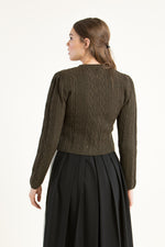 Gottseidank Strickjanker Sophia oliv Vorderansicht | Gottseidank knitted janker Sophia olive front view