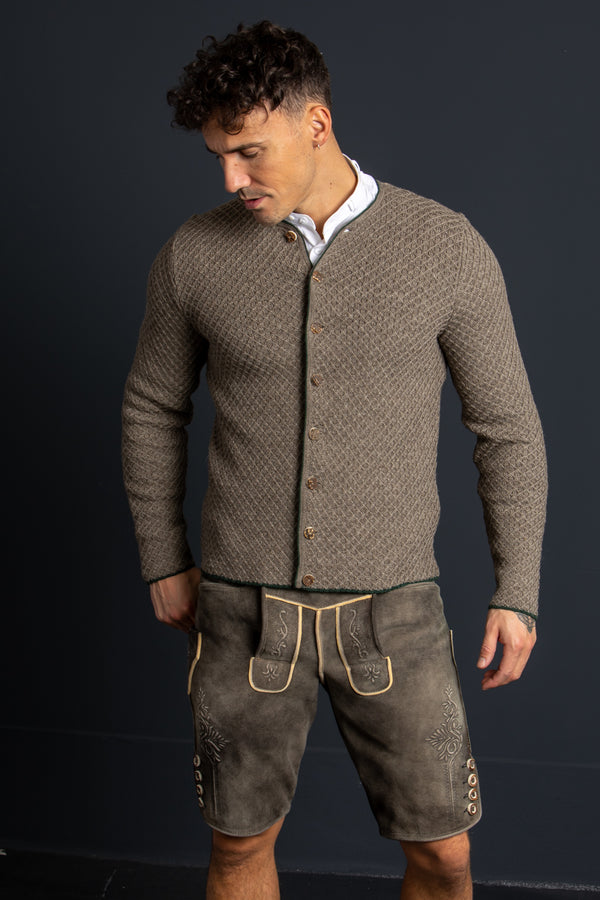 Gottseidank Strickjanker Xaver stein/tanne Getragen | Gottseidank Xaver knitted janker stone/fir worn